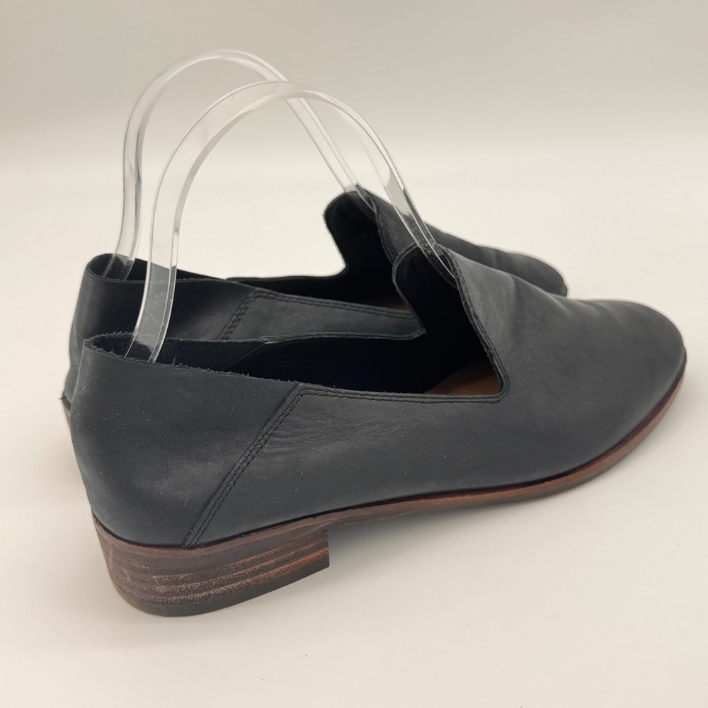 Lucky Brand Cahill Black Leather Loafer Flats 9.5 Minimalist Academia Casual - Picture 4 of 8
